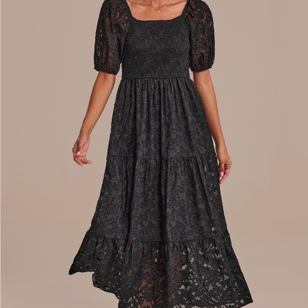 NWT J Gee Elegant cottage core Black Lace Maxi Dress 2X
